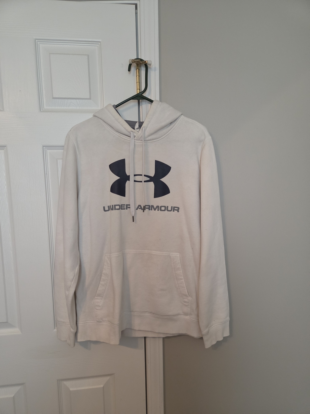 Under Armour White Hoodie with Navy Logo